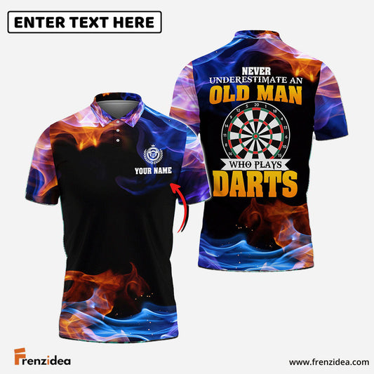 Frenzidea Never Underestimate An Old Man Who Play Darts Personalized Name 3D Shirt