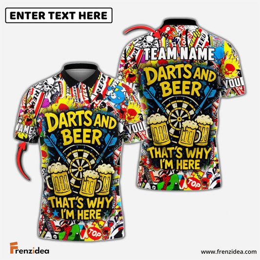 Frenzidea Darts And Beer That's Why I'm Here 3 Personalized Name, Team Name Shirt