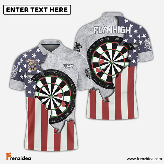 Frenzidea Darts USA Flag Flynhigh Team Personalized Name, Team Name 3D Shirt