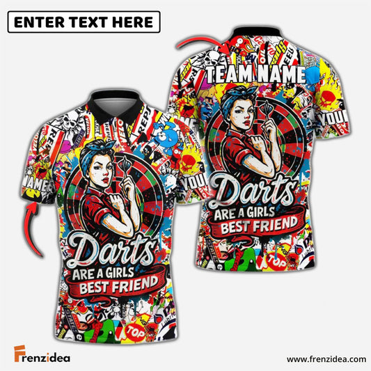 Frenzidea Darts Girls Best Friend Personalized Name, Team Name Shirt