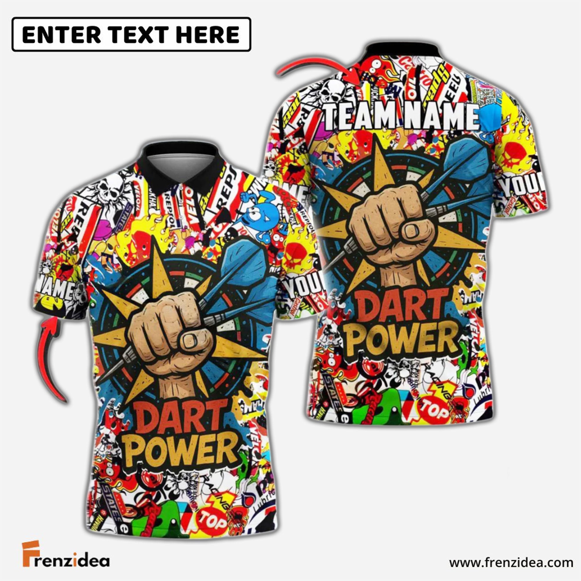 Frenzidea Darts Power Personalized Name, Team Name Shirt