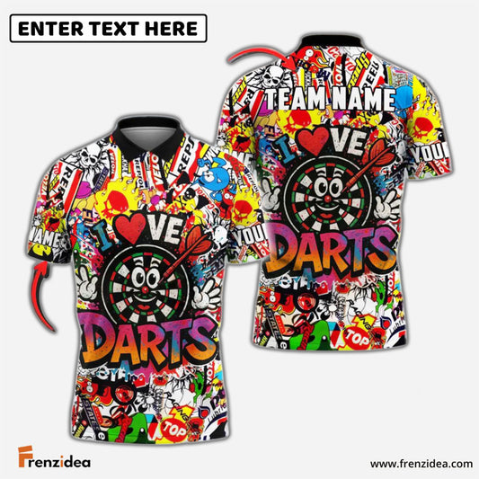Frenzidea Darts Love Darts Graffiti Personalized Name, Team Name Shirt