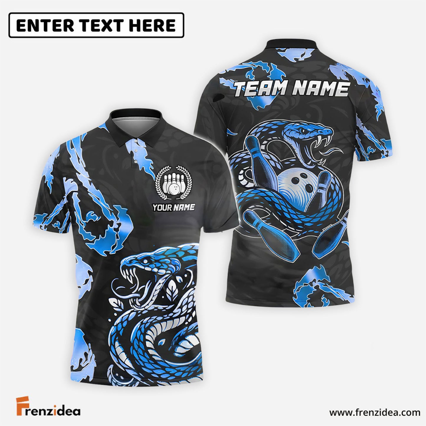 Frenzidea Bowling And Pins Angry Snake Customized Name 3D Shirt (6 Colors)