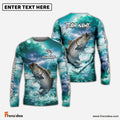 Frenzidea Striped Bass Fishing Teal Thunderstorm Name & Team Name 3D Shirts