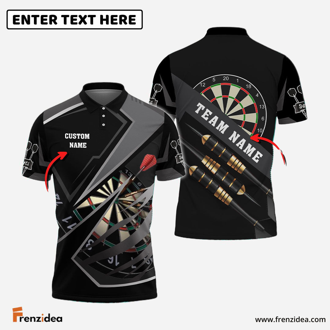 Frenzidea Darts Black And Gray Personalized Name 3D Shirt