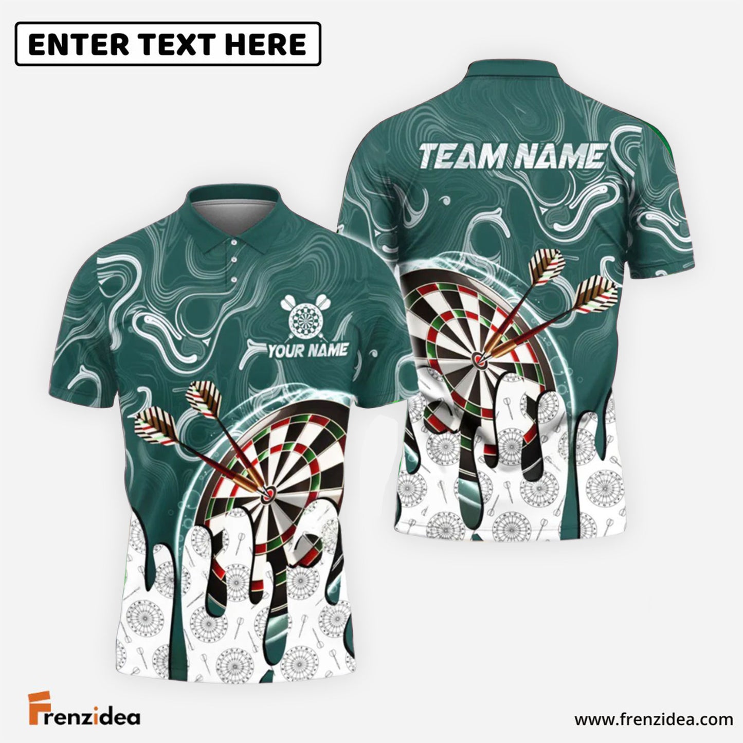 Frenzidea Darts Wave Pattern Personalized Name, Team Name Shirt (4 Colors)