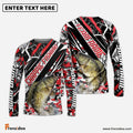 Frenzidea Crappie Fishing Red Grunge Camo Custom Name & Team Name 3D Shirts