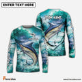 Frenzidea Marlin Fishing Teal Thunderstorm Name & Team Name 3D Shirts