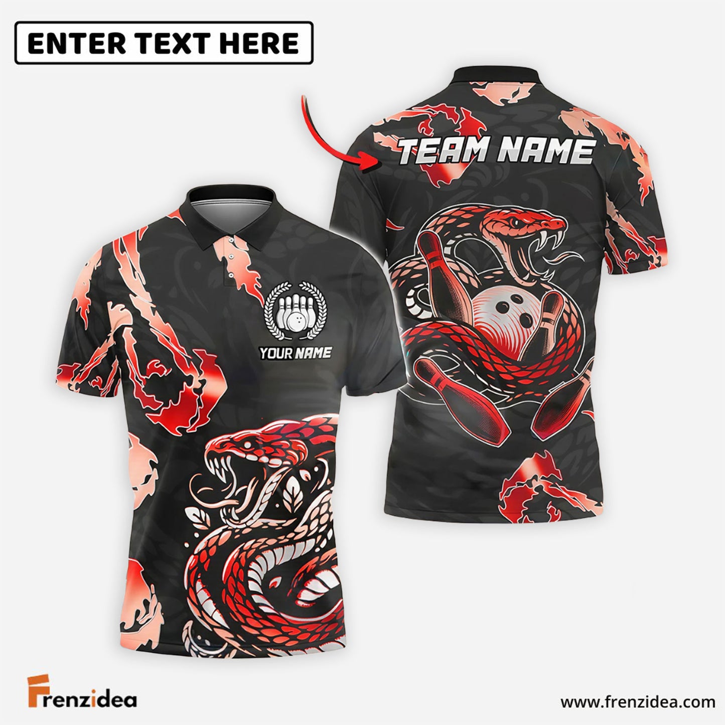 Frenzidea Bowling And Pins Angry Snake Customized Name 3D Shirt (6 Colors)