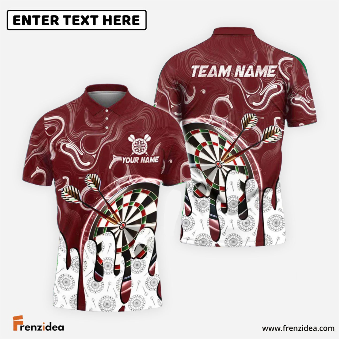 Frenzidea Darts Wave Pattern Personalized Name, Team Name Shirt (4 Colors)