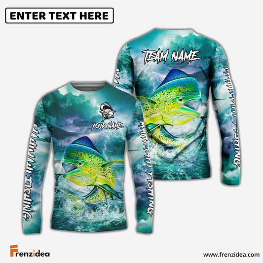 Frenzidea Mahi Mahi Fishing Teal Thunderstorm Name & Team Name 3D Shirts