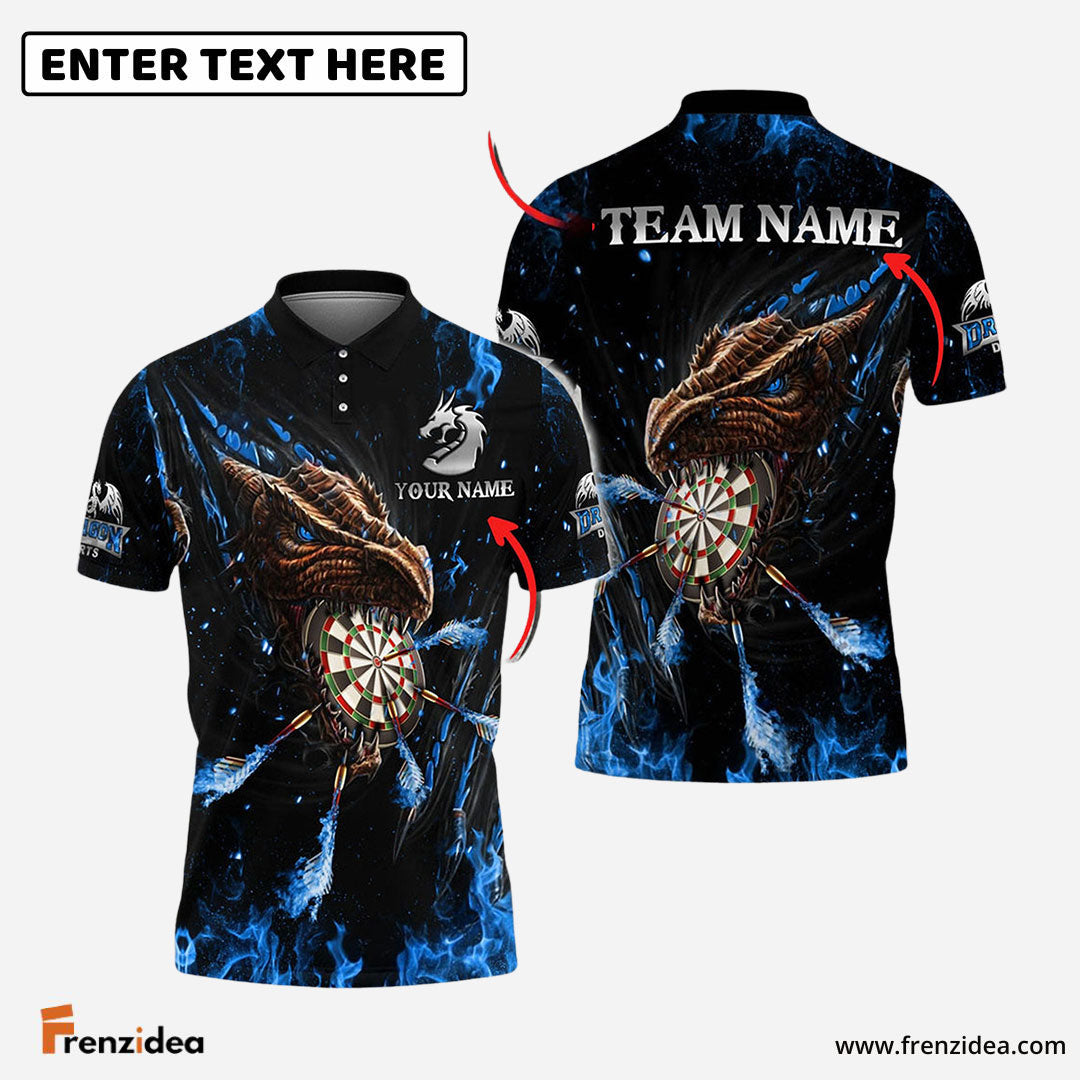 Frenzidea Darts Flaming Dragon Personalized Name, Team Name 3D Shirt (4 Colors)