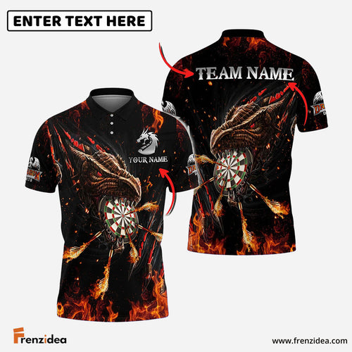 Frenzidea Darts Flaming Dragon Personalized Name, Team Name 3D Shirt (4 Colors)