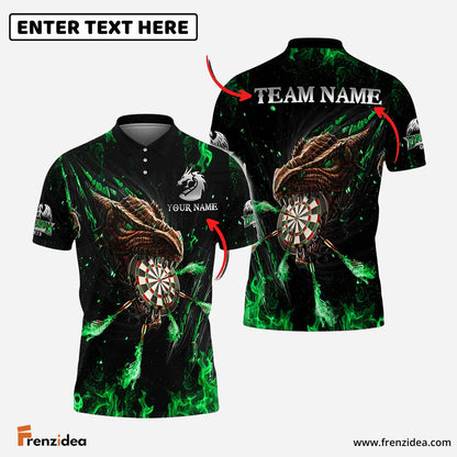 Frenzidea Darts Flaming Dragon Personalized Name, Team Name 3D Shirt (4 Colors)