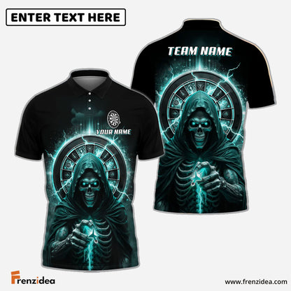 Frenzidea Darts Magic Skull Reaper Personalized Name Team Name Shirt (4 colors)