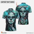Frenzidea Darts Day of the Dead Skull Girl Personalized Name, Team Name 3D Shirt (4 Colors)